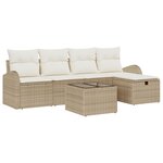 vidaXL Ensemble de Canapé de Jardin 6 Pièces avec Coussins Beige en Poly Rattan
