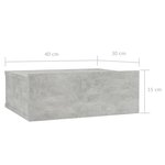 vidaXL Tables de chevet flottantes 2 Pièces Gris béton Bois d'ingénierie