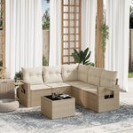 vidaXL Salon de jardin avec coussins 6 Pièces beige résine tressée