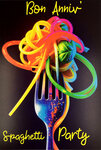 Carte FLUO Texte NÉON Bon Anniversaire Pasta Party avec Enveloppe 12x17,5cm