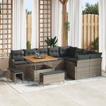 vidaXL Ensemble de Canapés de Jardin 12 pièces avec Coussins Gris Poly Rattan Acacia