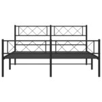 vidaXL Cadre de lit métal avec tête de lit/pied de lit noir 140x190 cm