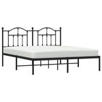 vidaXL Cadre de lit métal sans matelas et tête de lit noir 180x200 cm
