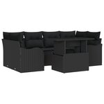 vidaXL Ensemble de canapé de jardin 7 pièces avec coussins Rattan poly noir