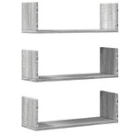 vidaXL Étagères murales 3 Pièces sonoma gris 58x18x18 cm bois ingénierie