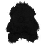 vidaXL Housse de chaise en peau de mouton islandaise Noir 70x110 cm
