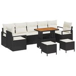 Ensemble de Canapés de Jardin de 10 Pièces avec Coussins Noir Rattan Acacia