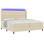 Lit box spring vidaXL avec matelas et LED Crème 200x200 cm Tissu
