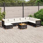 vidaXL Salon de jardin 9 Pièces avec coussins noir résine tressée