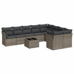 vidaXL Salon de jardin avec coussins 10 Pièces gris résine tressée