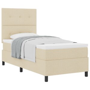 vidaXL Lit à ressorts avec Matelas Crème 100x200 cm Tissu