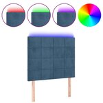 vidaXL Tête de lit à LED Bleu foncé 90x5x118/128 cm Velours