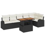 Ensemble de canapé de jardin vidaXL 7 pièces avec coussins noir poly rotin