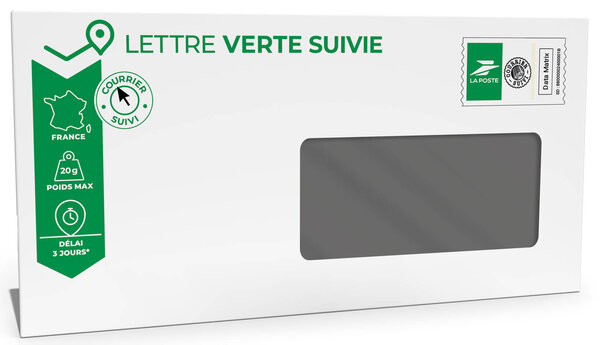 Prêt-à-Poster - Lettre verte suivie - 20g  - Enveloppe à fenêtre à l'unité