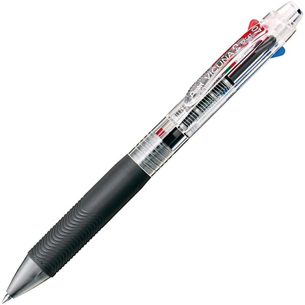 Stylo bille rétractable 4 couleurs vicuna c4 clip transparent pentel