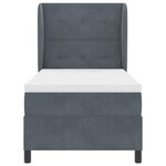 Lit avec sommier tapissier et matelas vidaXL Gris foncé 100x200 cm Velours