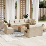 vidaXL Salon de jardin avec coussins 9 Pièces beige résine tressée