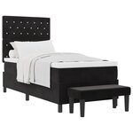 vidaXL Lit Box Spring avec Matelas & Banc Noir 100x200 cm Velours