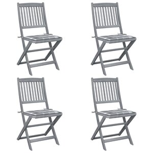 vidaXL Chaises pliables d'extérieur 4 Pièces avec coussins Bois d'acacia