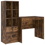 vidaXL Bureau Rangement Chêne Fumé Bois d'Ingénierie