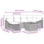 vidaXL Ensemble de Canapé de Jardin 7 Pièces avec Coussins Gris en Rattan Poly