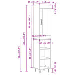 vidaXL Buffet haut Blanc 34 5x34x180 cm Bois d'ingénierie
