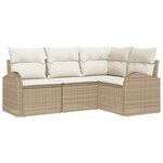 vidaXL Ensemble de canapés de jardin de 4 pièces avec coussins beige poly rattan