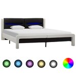 vidaXL Cadre de lit avec LED Blanc et noir Similicuir 180x200 cm