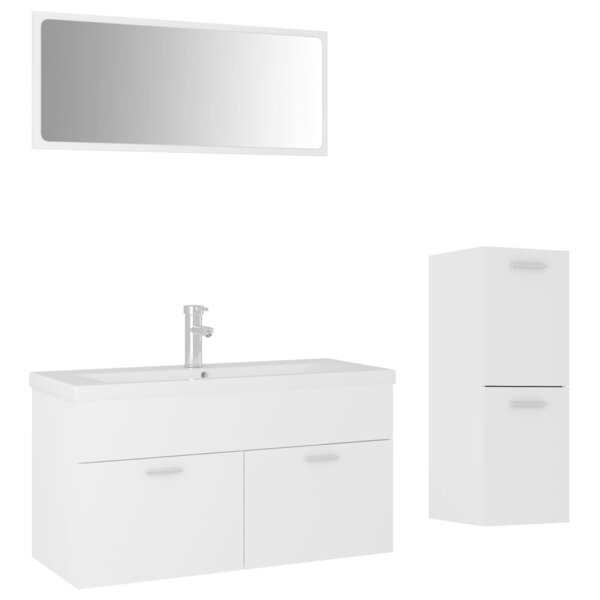 vidaXL Ensemble de meubles de salle de bain Blanc Aggloméré
