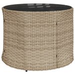 vidaXL Canapé de jardin table coussins demi-rond beige résine tressée