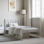 vidaXL Cadre de lit métal avec tête de lit blanc 90x200 cm