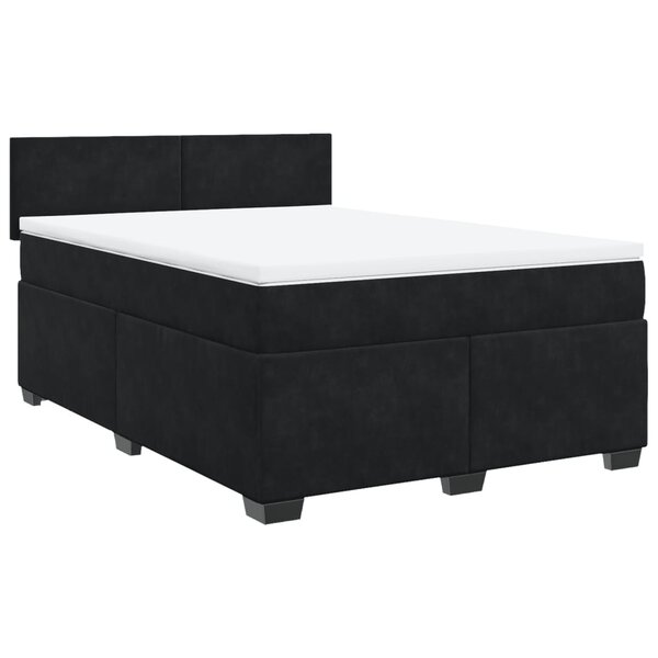 vidaXL Sommier à lattes de lit et matelas Noir 160x200 cm Velours