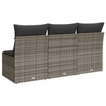 vidaXL Canapé de jardin avec coussins 3 places gris résine tressée