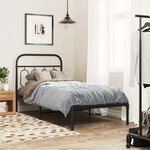 vidaXL Cadre de lit métal sans matelas avec tête de lit noir 90x200 cm