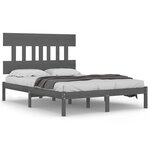 vidaXL Cadre de lit sans matelas gris 150x200 cm bois massif