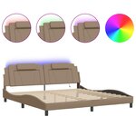 vidaXL Cadre de lit avec lumières LED cappuccino 200x200 cm similicuir