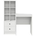vidaXL Bureau avec rangement blanc en bois d'ingénierie