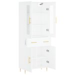 vidaXL Buffet haut Blanc 69 5x34x180 cm Bois d'ingénierie