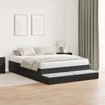 vidaXL Cadre de lit de rangement en chêne noir 135x190 cm