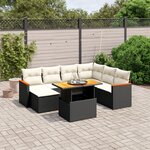 vidaXL Salon de jardin 8 Pièces avec coussins noir résine tressée
