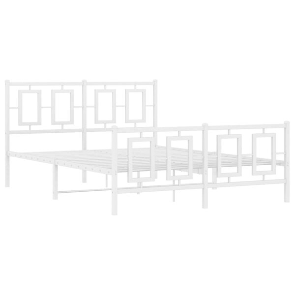 vidaXL Cadre de lit métal avec tête de lit/pied de lit blanc 135x190cm