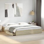 vidaXL Cadre de lit avec tiroirs sans matelas chêne sonoma 200x200 cm