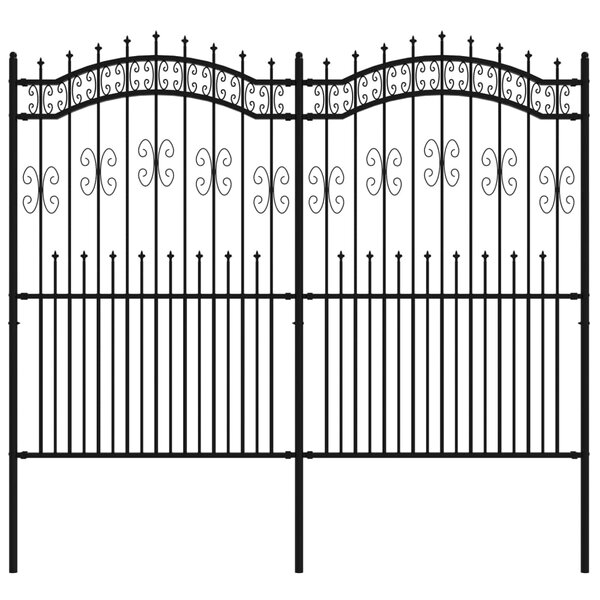 vidaXL Clôture de jardin avec sommet de lance Noir 222 cm