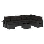 vidaXL Salon de jardin 9 Pièces avec coussins noir résine tressée