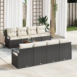 Set de Canapés de Jardin 9 Pièces avec Coussins Noir Rattan Poly Acacia