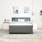 vidaXL Lit à ressorts avec Matelas & Lumière LED Gris 160x200 cm Tissu en velours côtelé