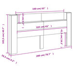 vidaXL Armoire tête de lit avec LED sonoma gris 200x16 5x103 5 cm