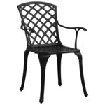 Ensemble de bistro jardin meuble extérieur terrasse 5 pièces aluminium coulé noir 02_0013537