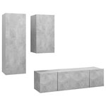 vidaXL Ensemble de meubles TV 4 Pièces Gris béton Bois d'ingénierie