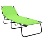 vidaXL Chaise longue pliante 2 Pièces portable verte en tissu Oxford 600D